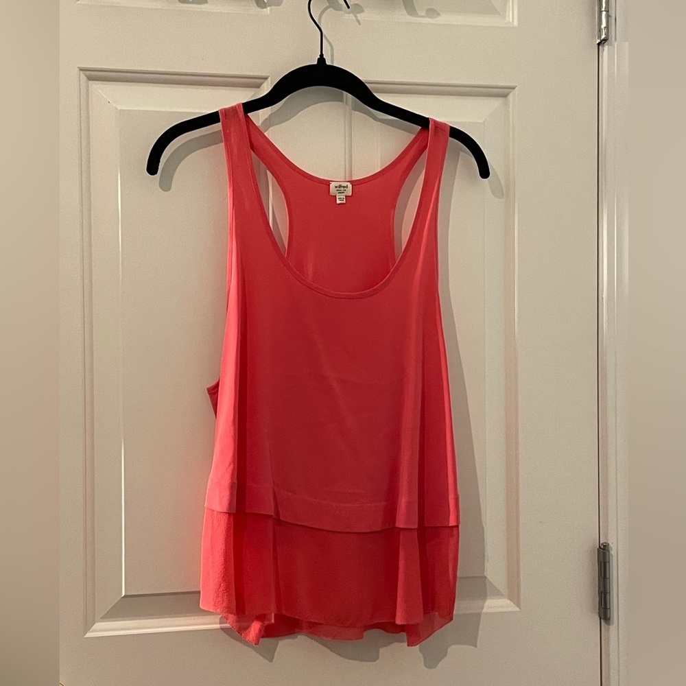 Wilfred From Aritzia Silk Tank, Pink/Coral Color. Size Small. Great Condition!